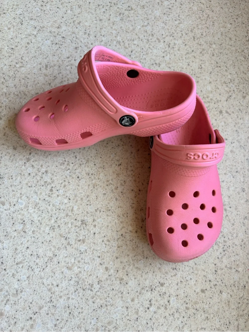 CROCS - Kids Pink Classic Croc Clogs - Slip-On Shoes w/ Heal Strap Girl Size 12
